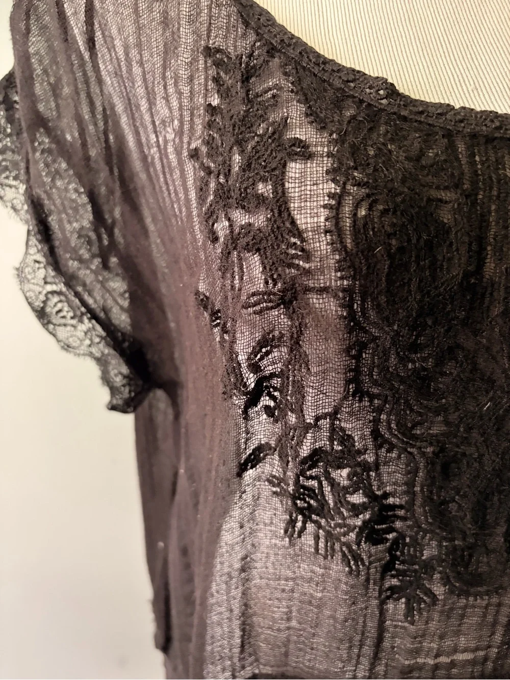 Free People Sheer Black Embroidered Midi Dress
